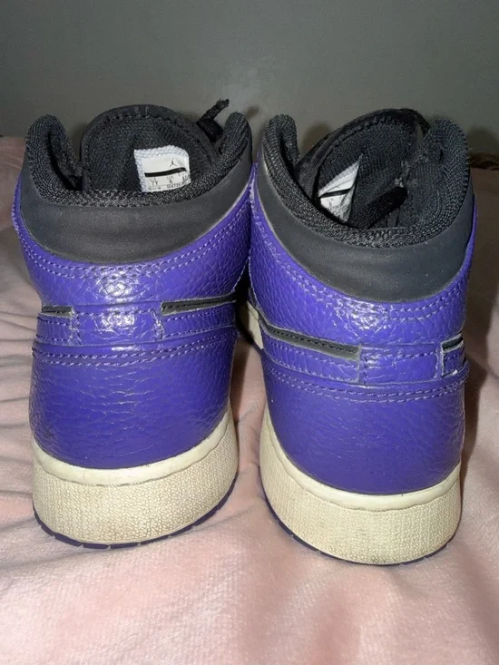 Nike Air Jordan 1 Mid Black Dark Concord Purple Sneakers Shoes 7Y Men’s 7 - Picture 8 of 12